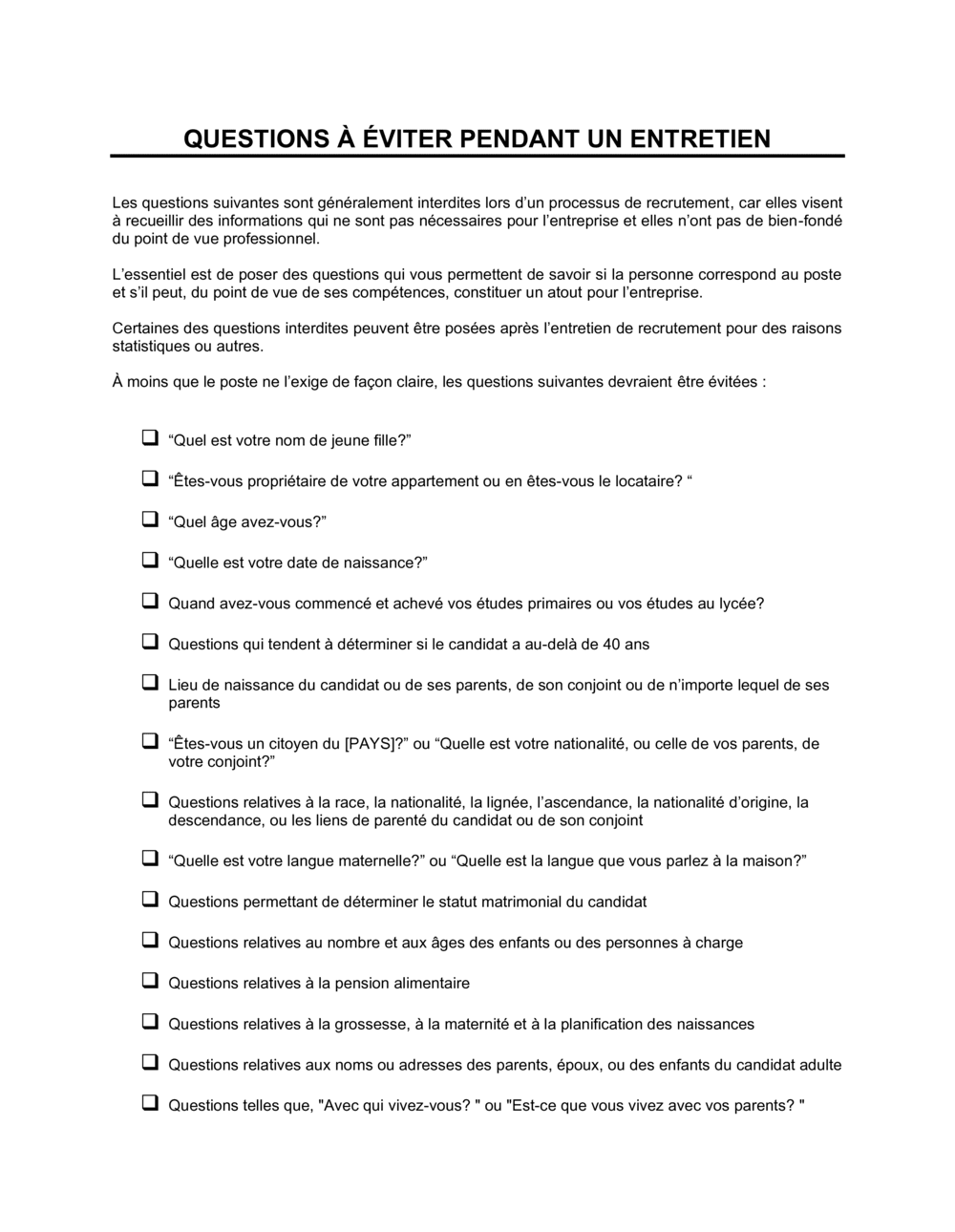 Business-in-a-Box's Questions à éviter pendant une entrevue