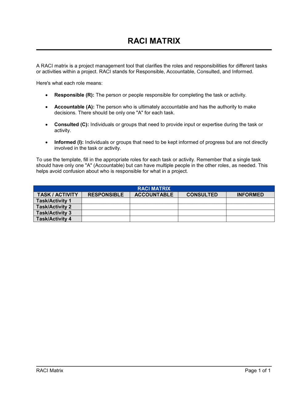Business-in-a-Box's RACI Matrix Template