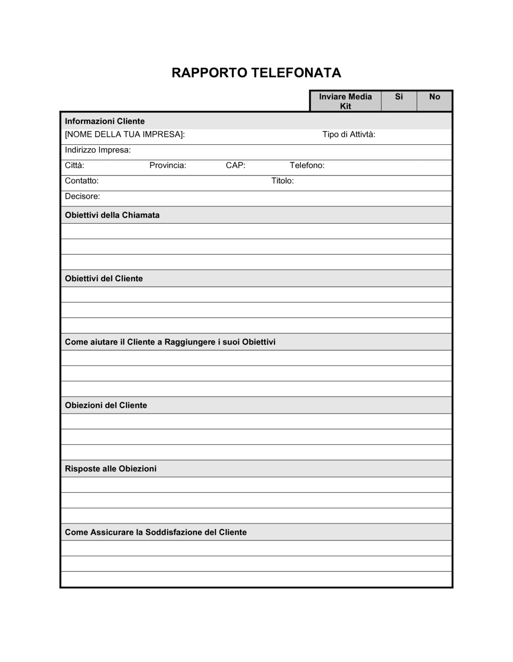 Business-in-a-Box's Rapporto telefonata