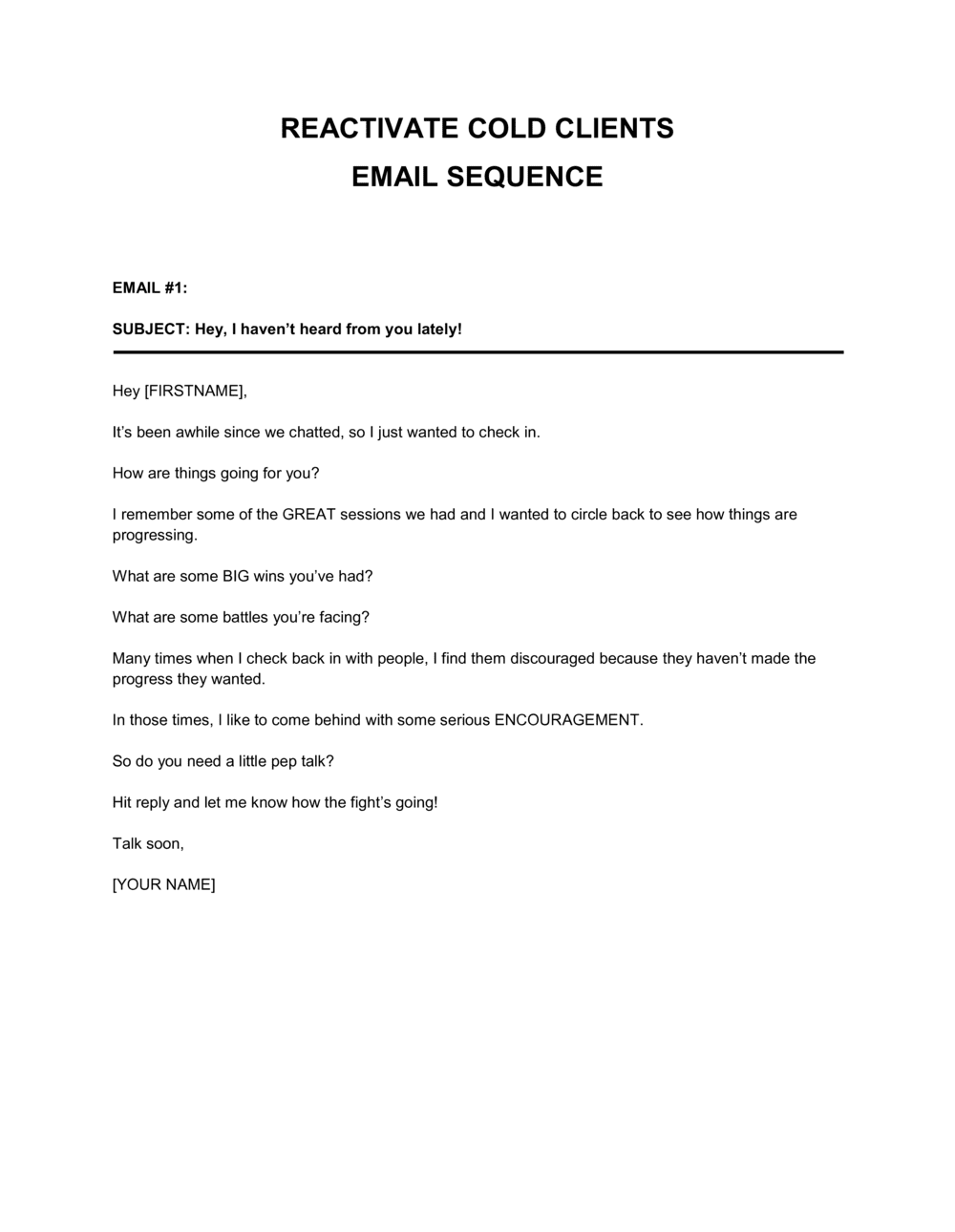 Business-in-a-Box's Reactivate Cold Clients Email Sequence Template