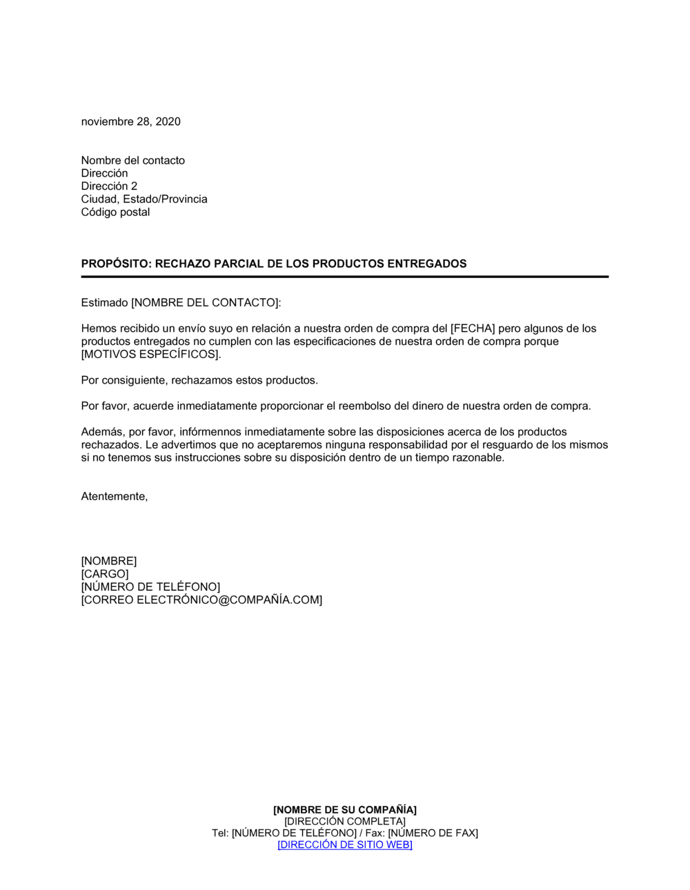 Business-in-a-Box's Rechazo parcial de bienes por incumplimiento