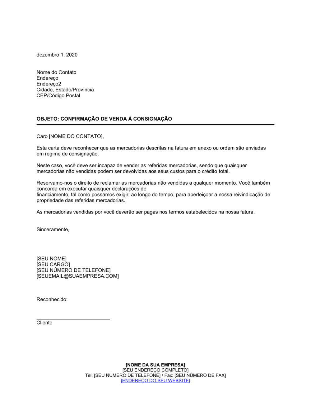 Business-in-a-Box's Reconhecimento de Venda Consignada