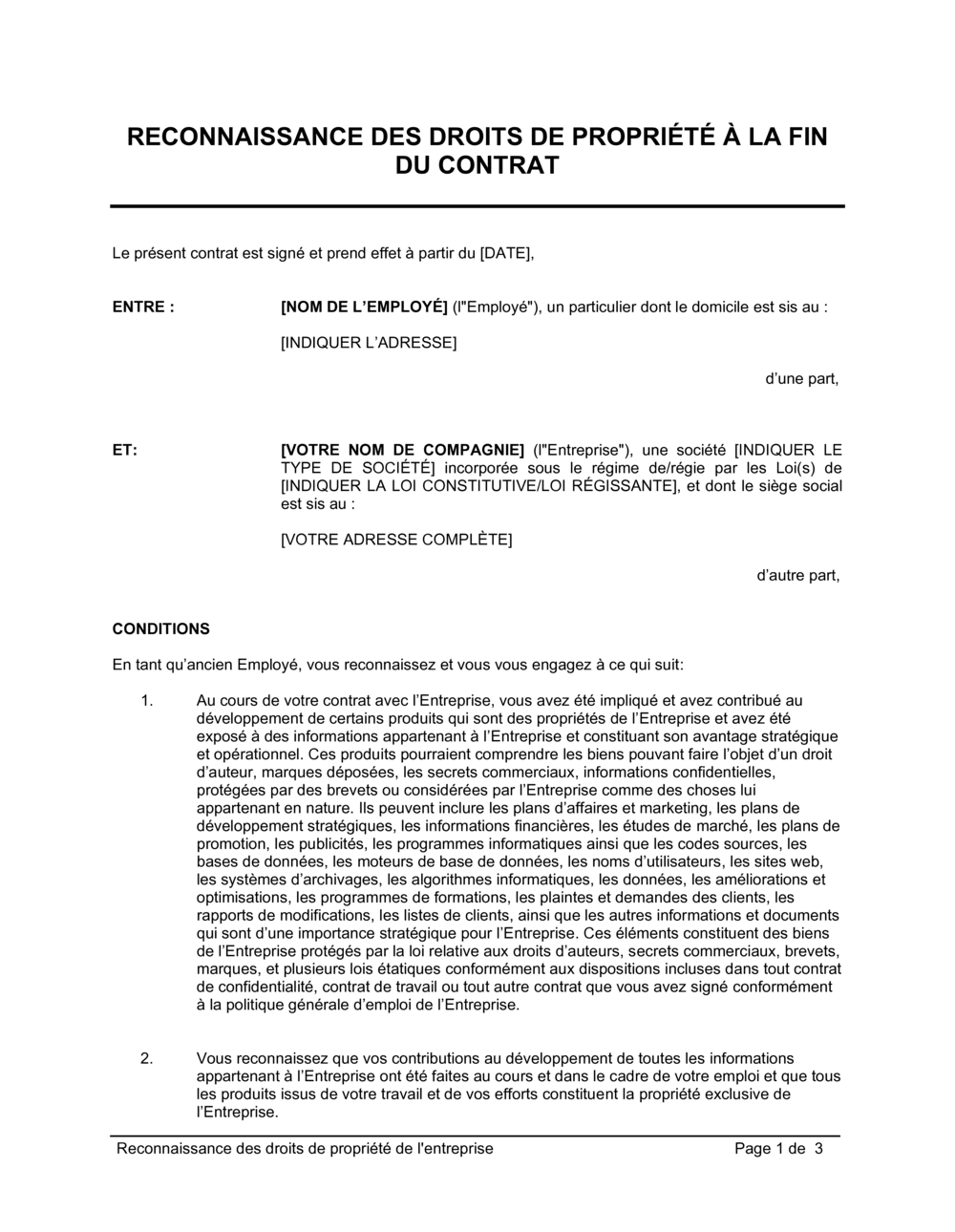 Business-in-a-Box's Reconnaissance des droits de propriété de l'entreprise