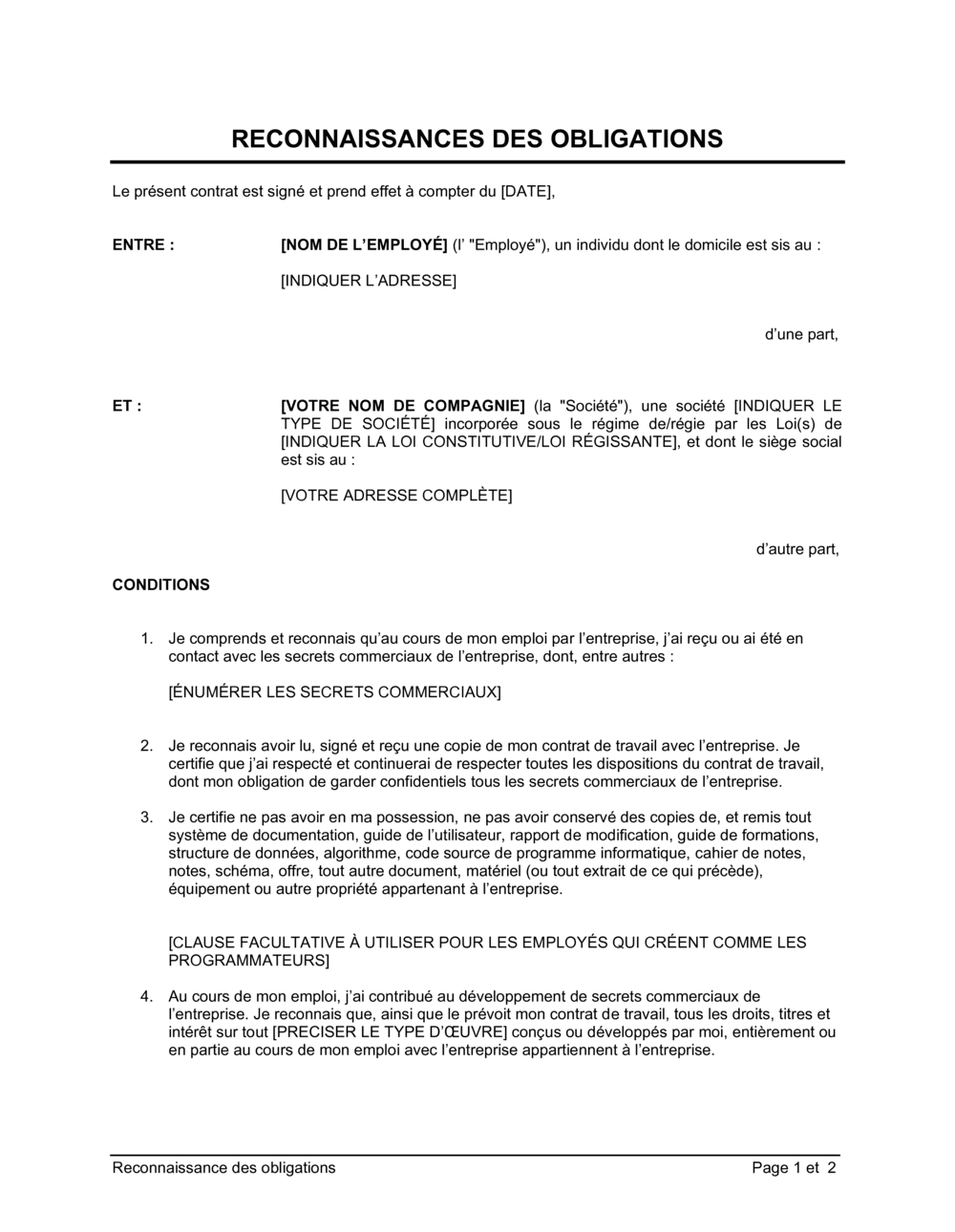 Business-in-a-Box's Reconnaissance des obligations