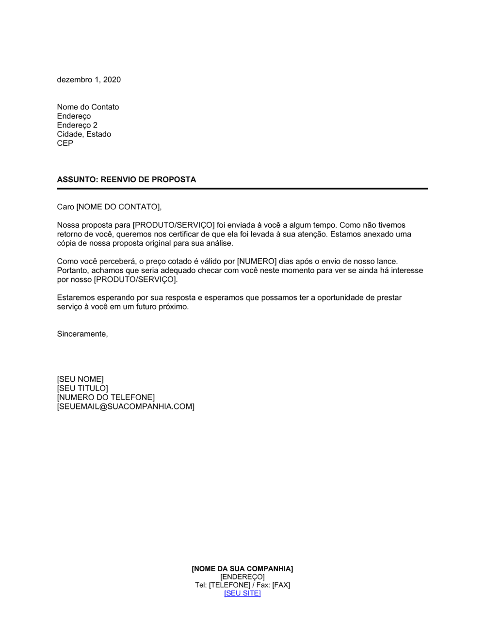 Business-in-a-Box's Reenvio de Proposta