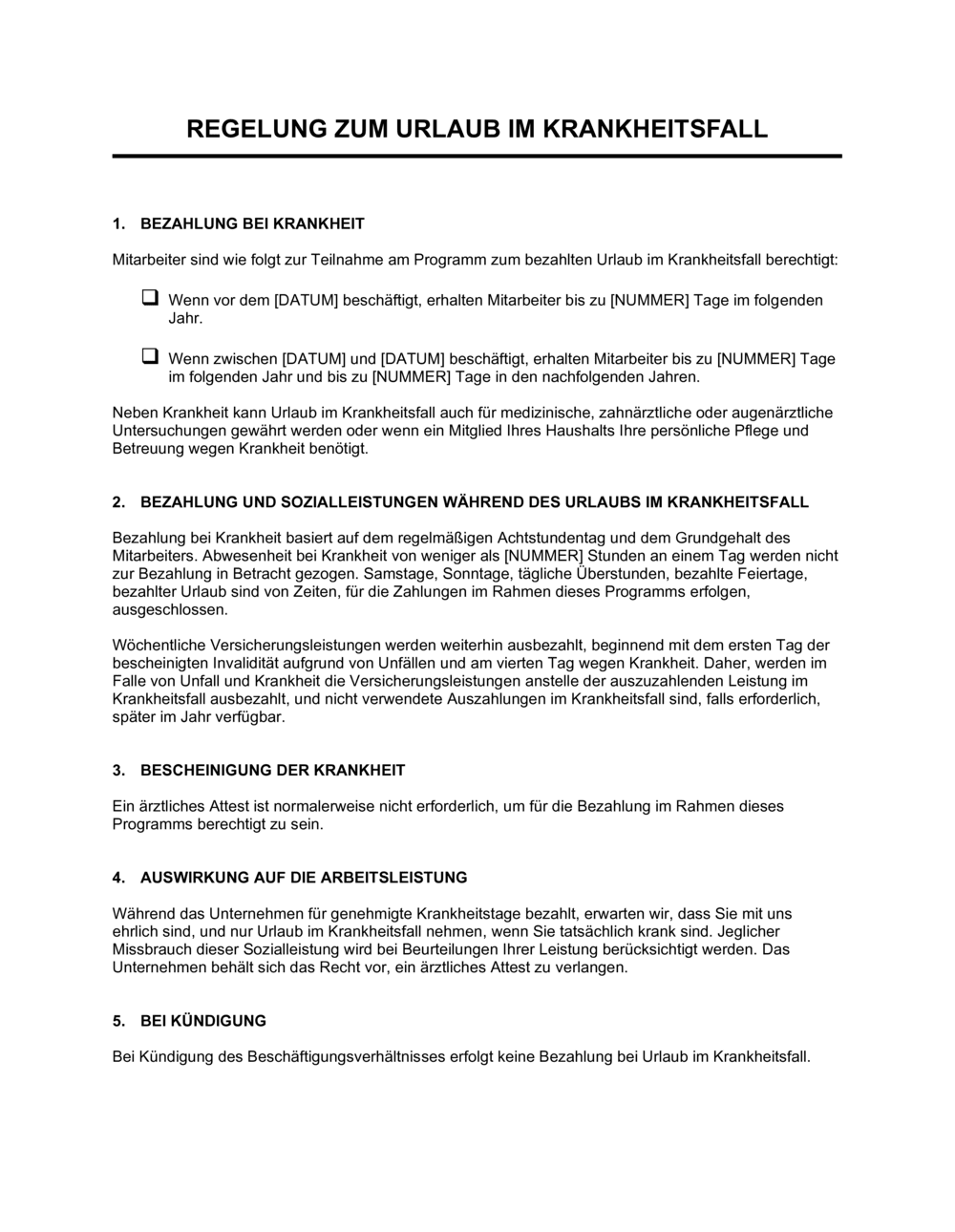 Business-in-a-Box's Regelung zum Urlaub im Krankheitsfall