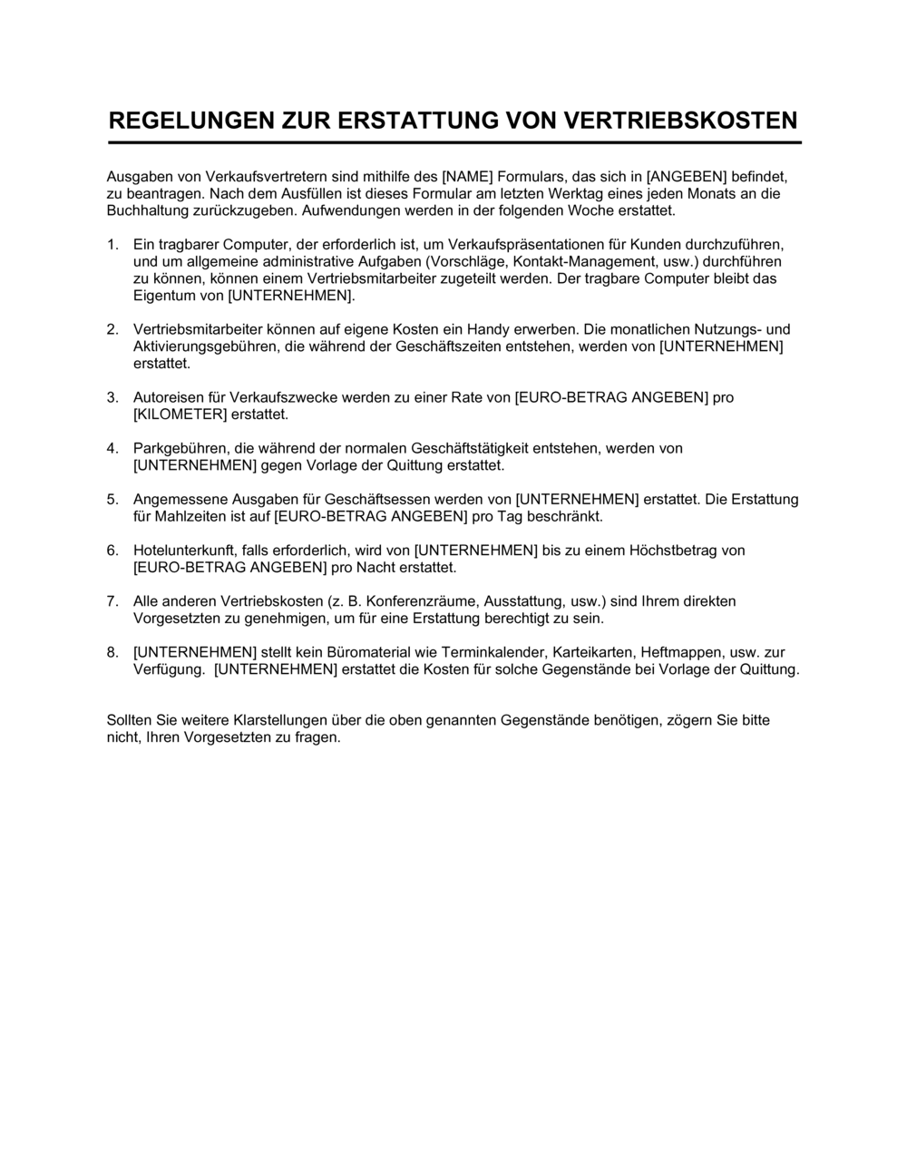 Business-in-a-Box's Regelungen zur Erstattung von Vertriebskosten