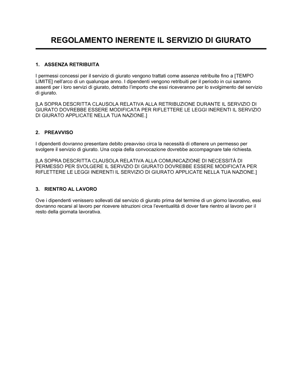 Business-in-a-Box's Regolamento inerente il servizio di giurato