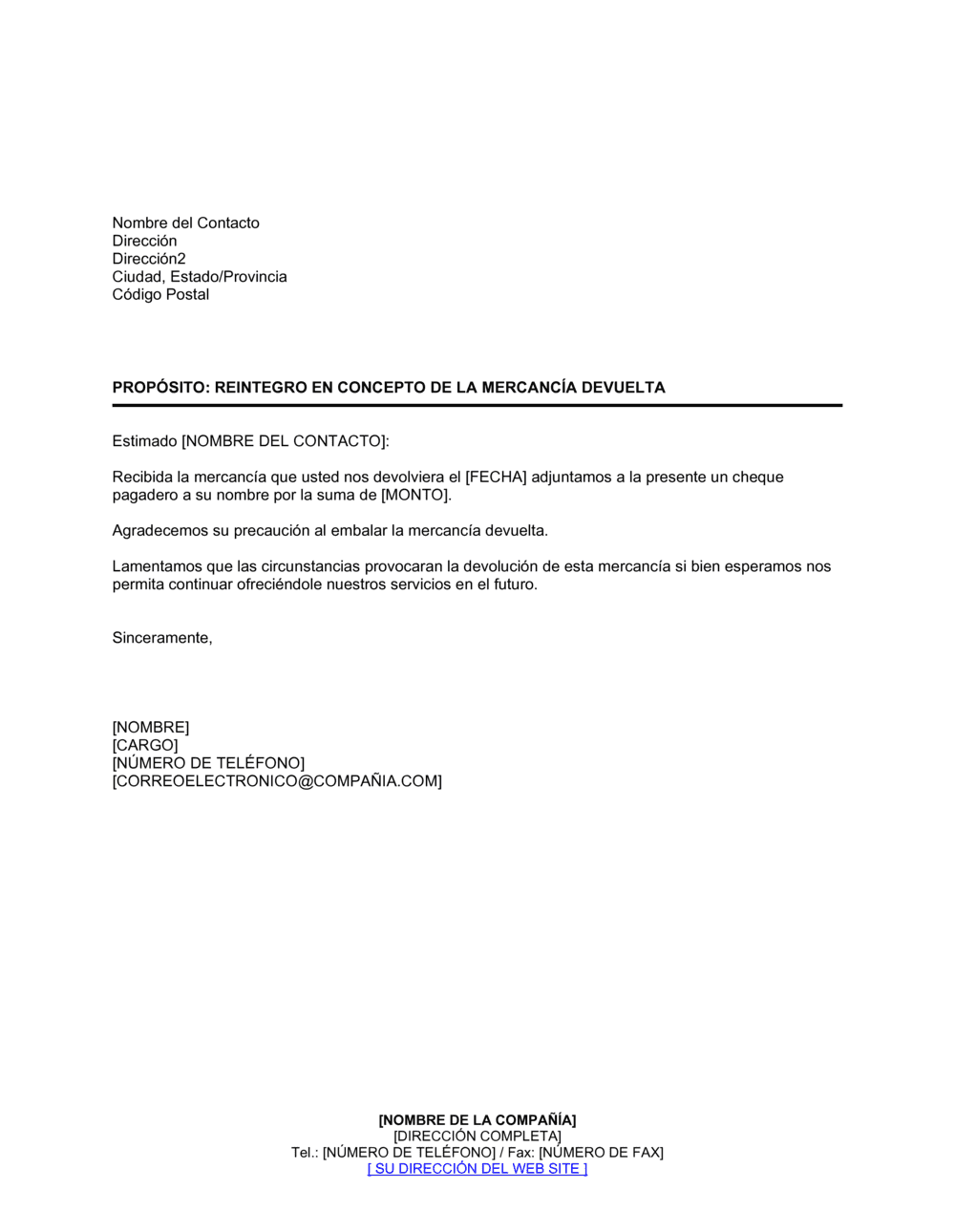 Business-in-a-Box's Reintegro en concepto de la mercadería devuelta