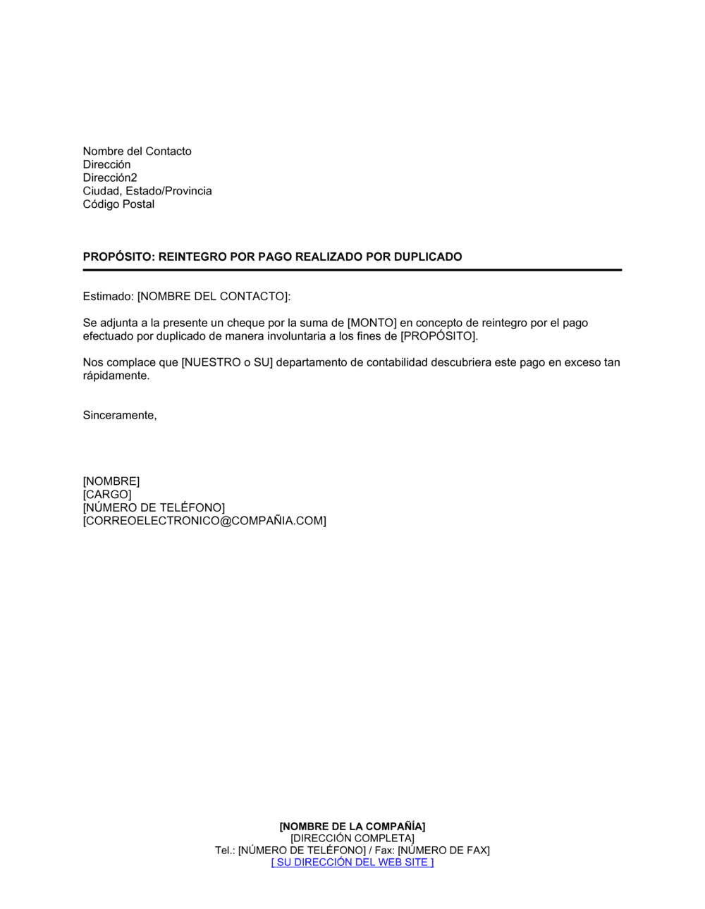 Business-in-a-Box's Reintegro por pago realizado por duplicado