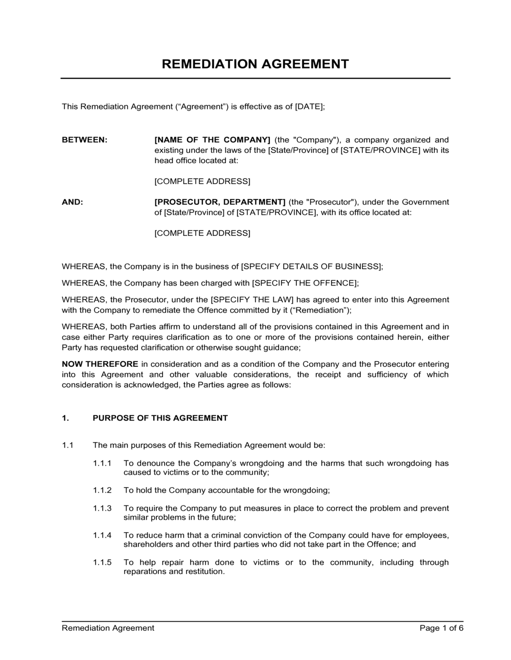 Business-in-a-Box's Remediation Agreement Template