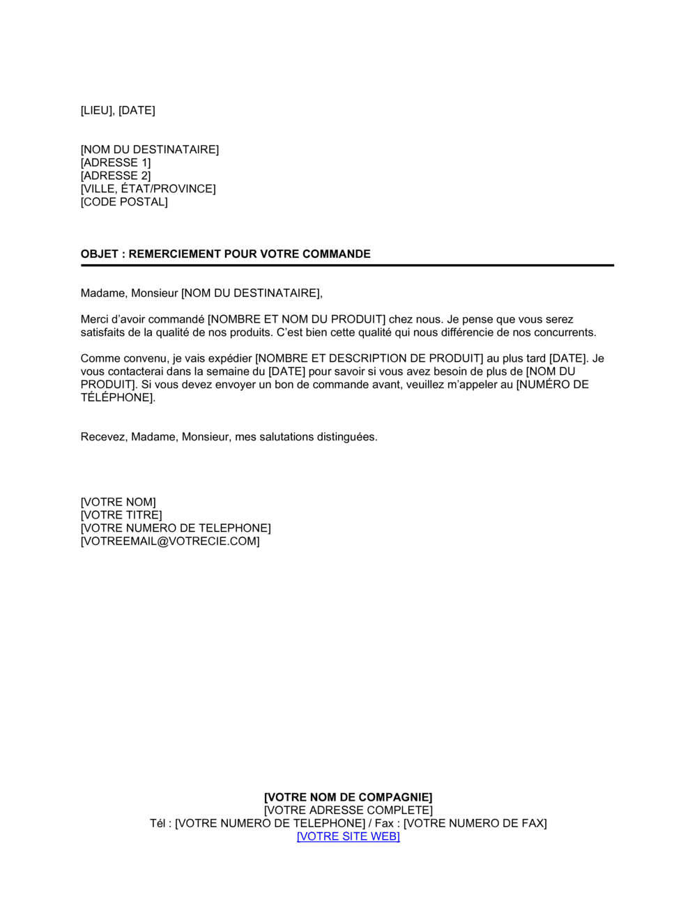 Business-in-a-Box's Remerciement pour commande