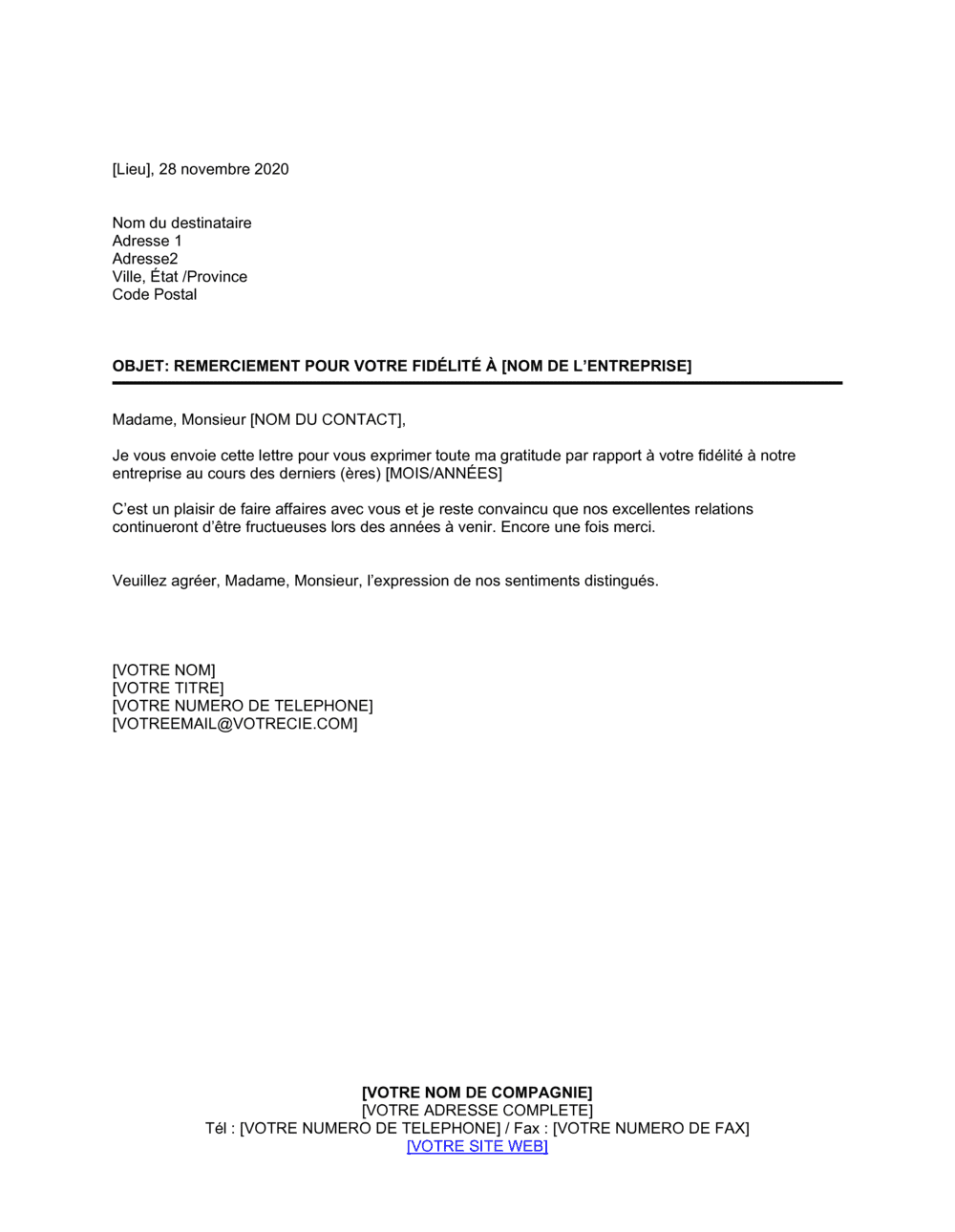 Business-in-a-Box's Remerciements pour fidélité à l'entreprise