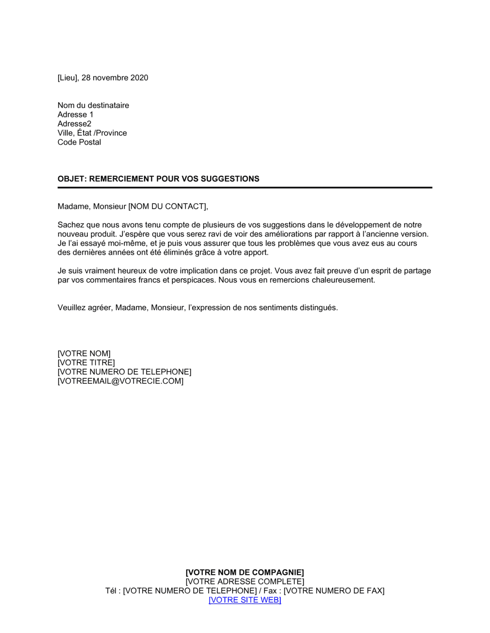 Business-in-a-Box's Remerciements pour suggestions version 1