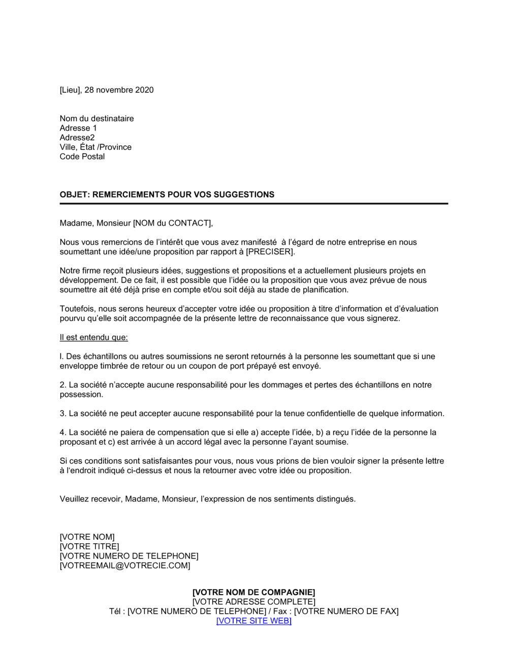 Business-in-a-Box's Remerciements pour suggestions version 2