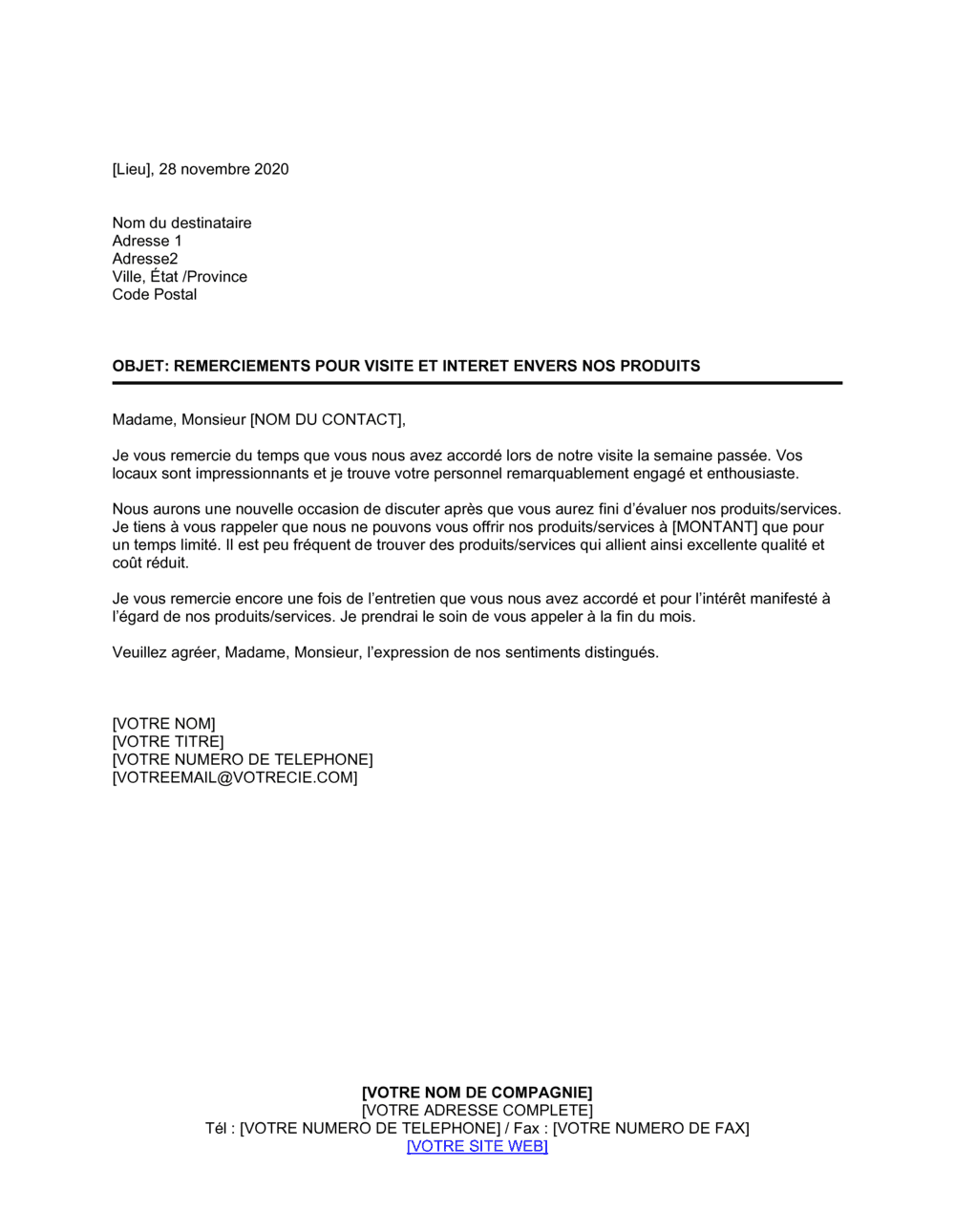 Business-in-a-Box's Remerciements pour visite et intérêt envers produits