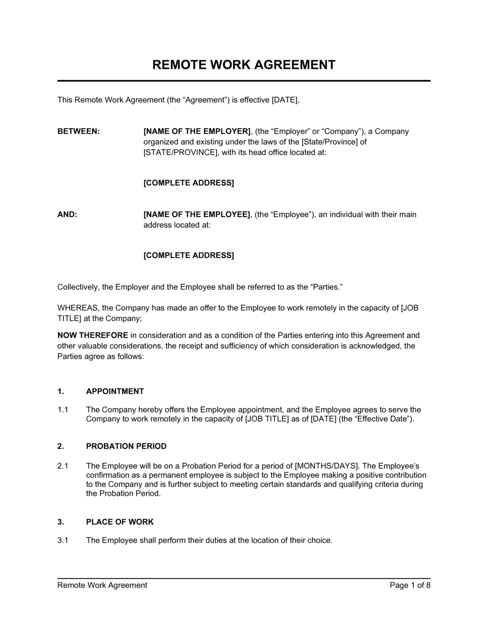 Business-in-a-Box's Remote Work Agreement Template