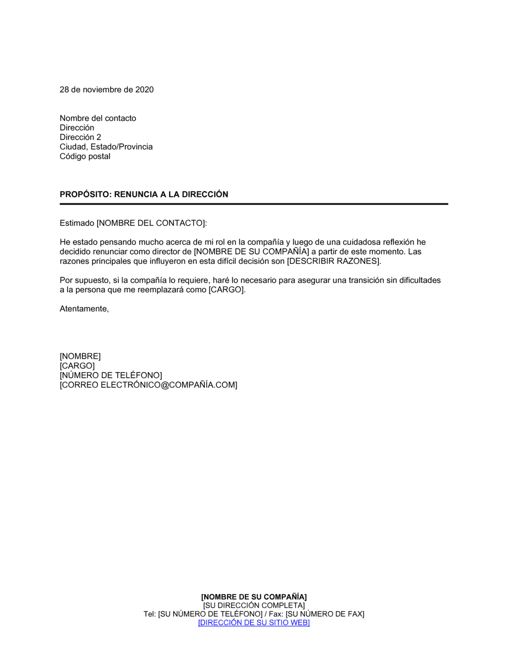 Business-in-a-Box's Renuncia a la dirección