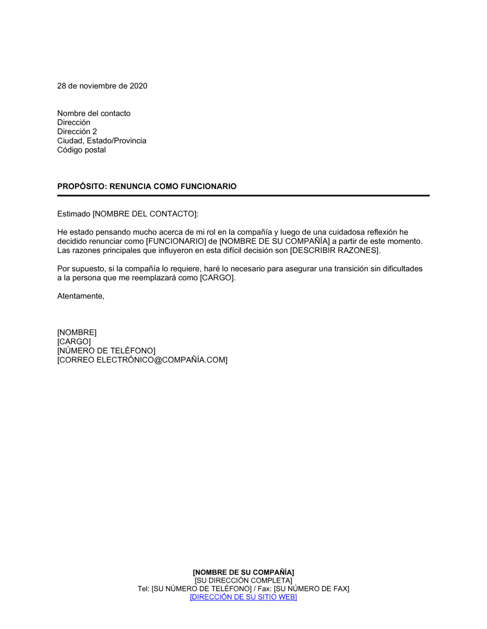 Business-in-a-Box's Renuncia de funcionario