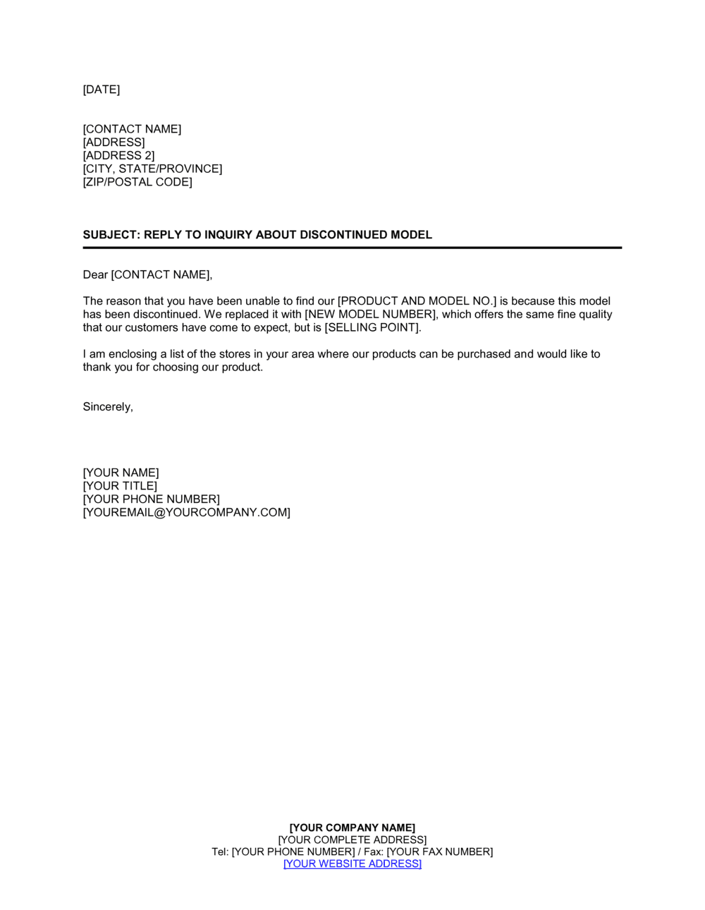 Sample Letter For Discontinuation Of Services