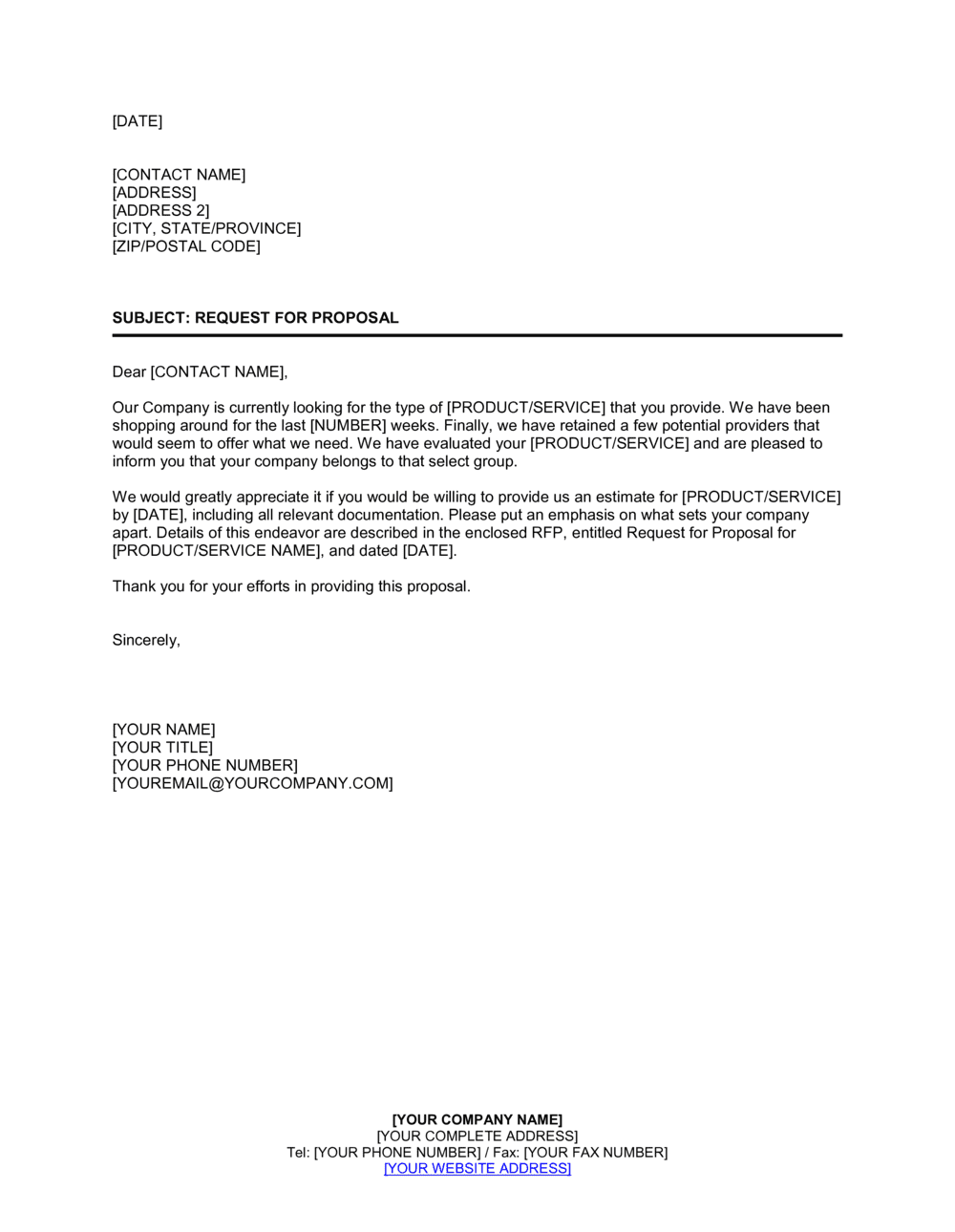 Email Template For Business Proposal