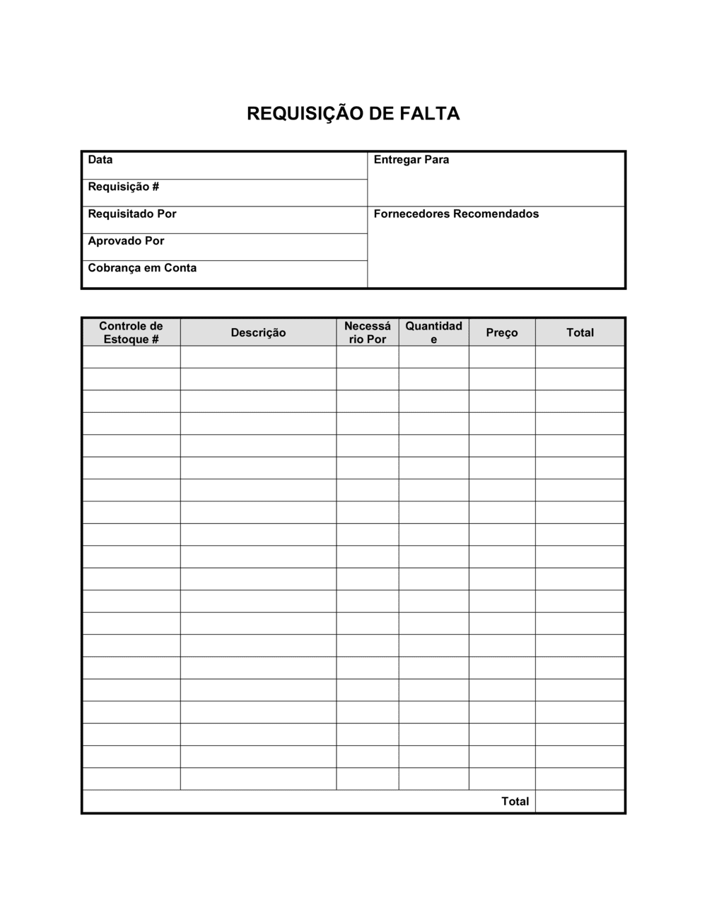 Business-in-a-Box's Requisição de Lacre