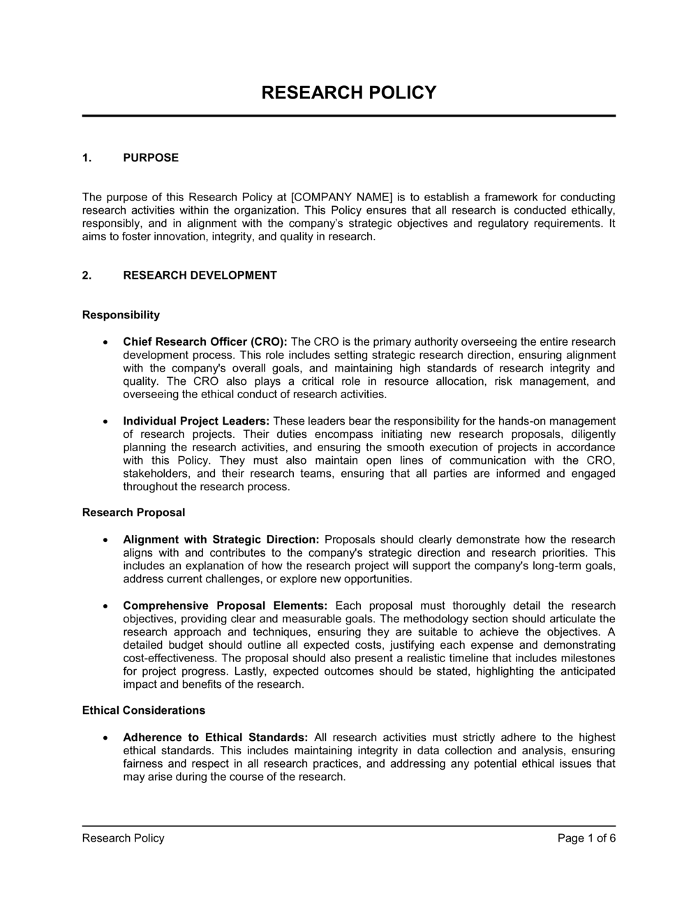 Business-in-a-Box's Research Policy Template
