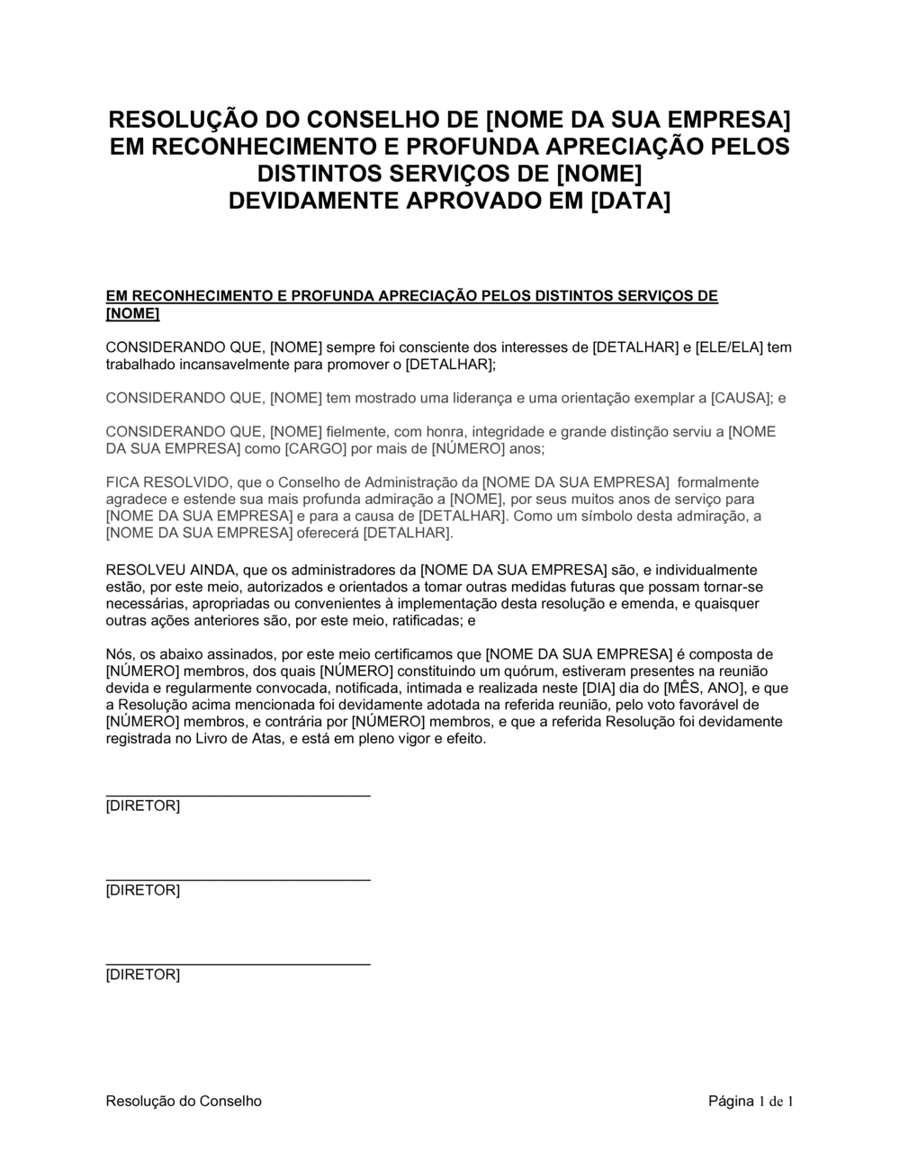 Business-in-a-Box's Resolução da Diretoria em Reconhecimento de Serviço Diferenciado