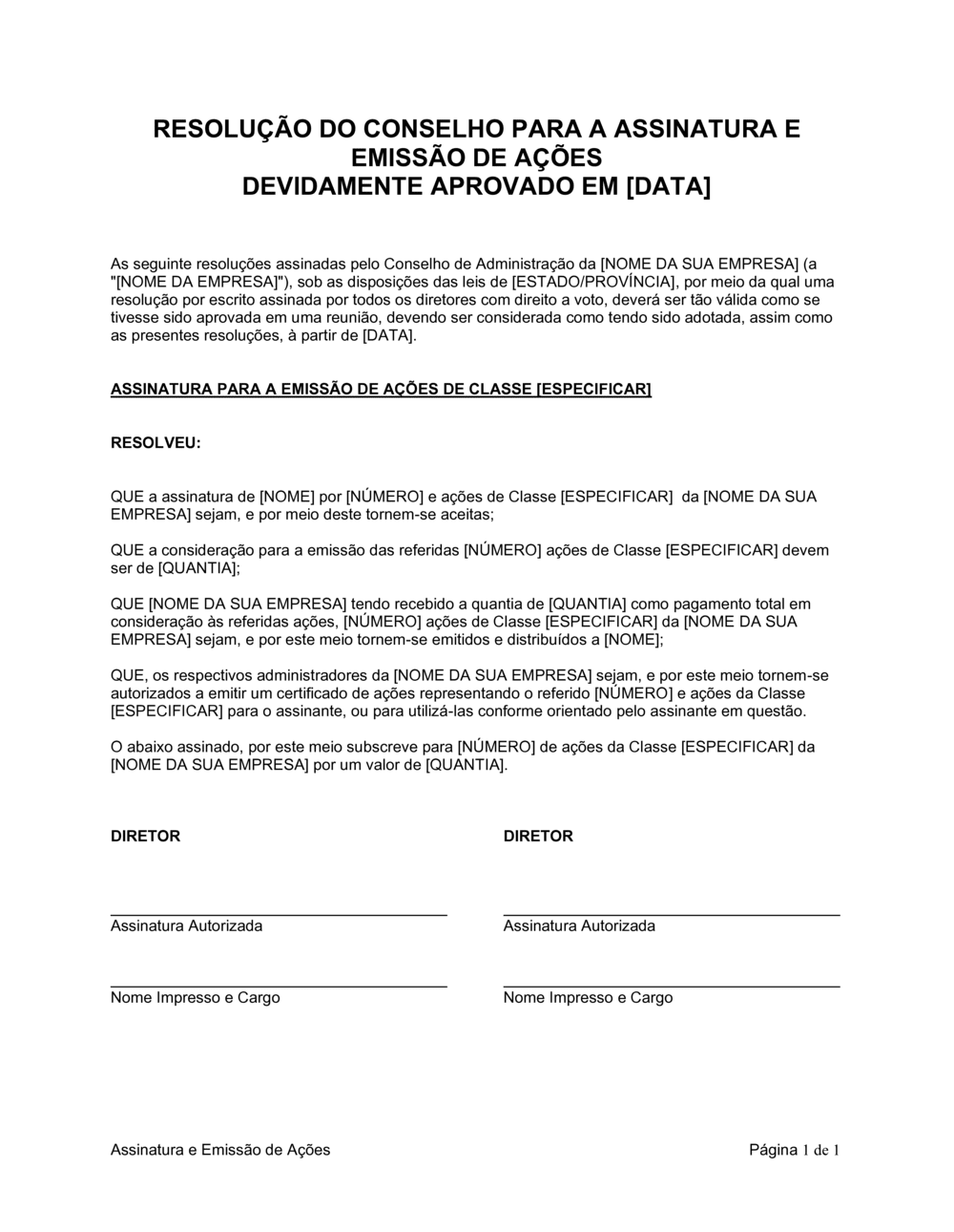 Business-in-a-Box's Resolução para a Assinatura e Ativação de Ações