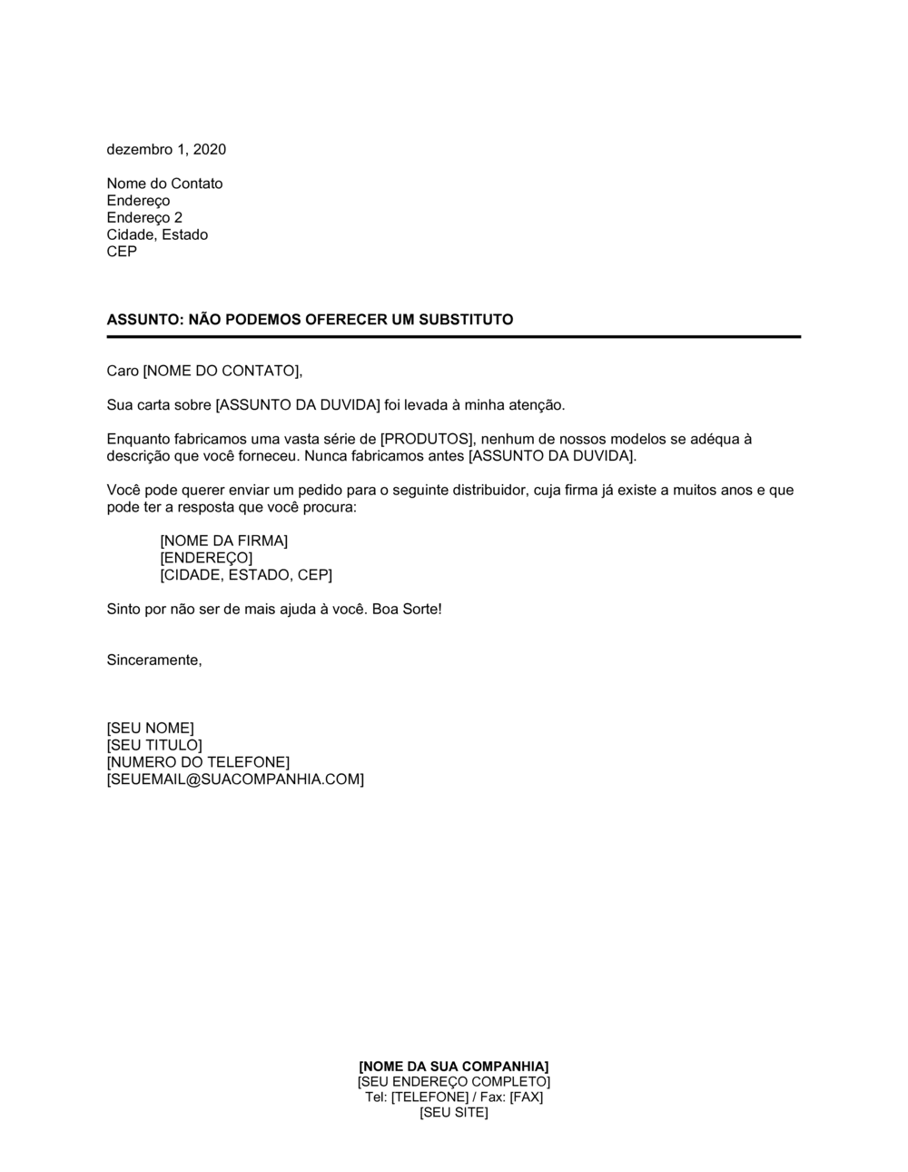 Business-in-a-Box's Resposta à Dúvida e Inabilidade de Oferecer Substituto