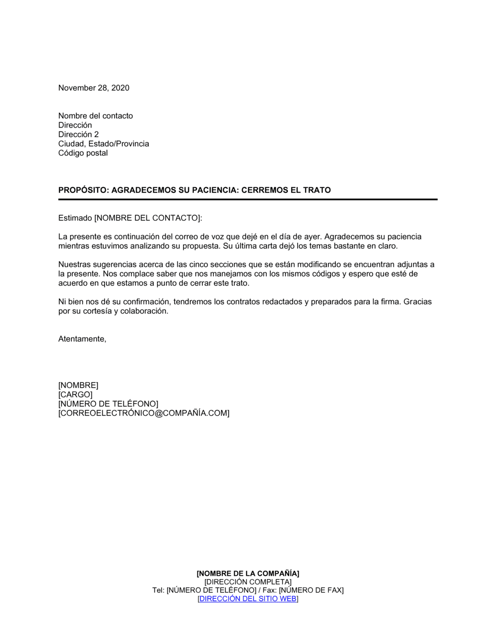 Business-in-a-Box's Respuesta positiva a la propuesta