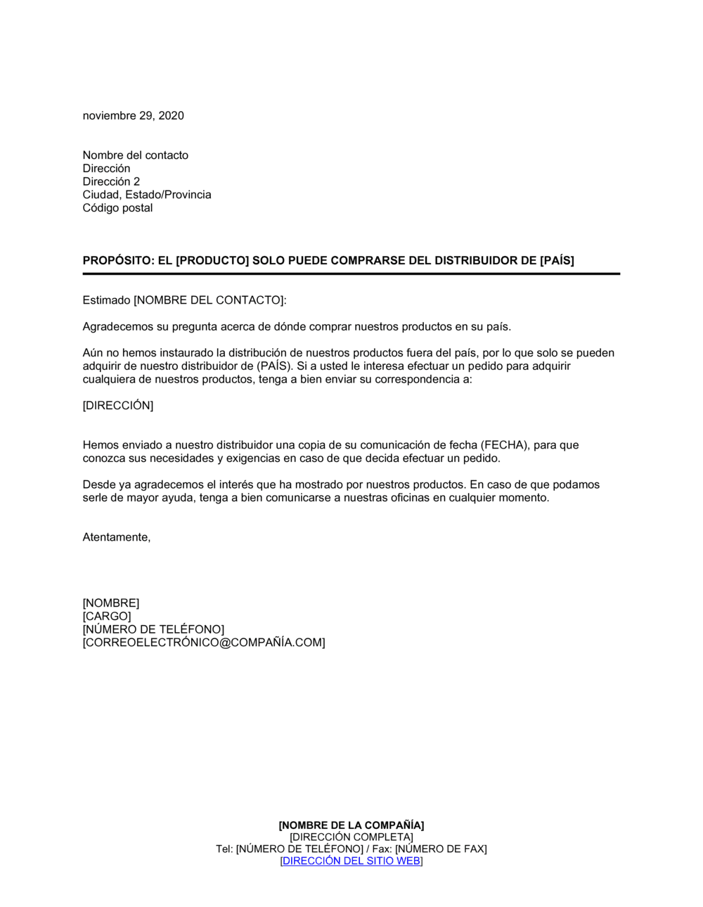 Business-in-a-Box's Respuesta y derivación al distribuidor
