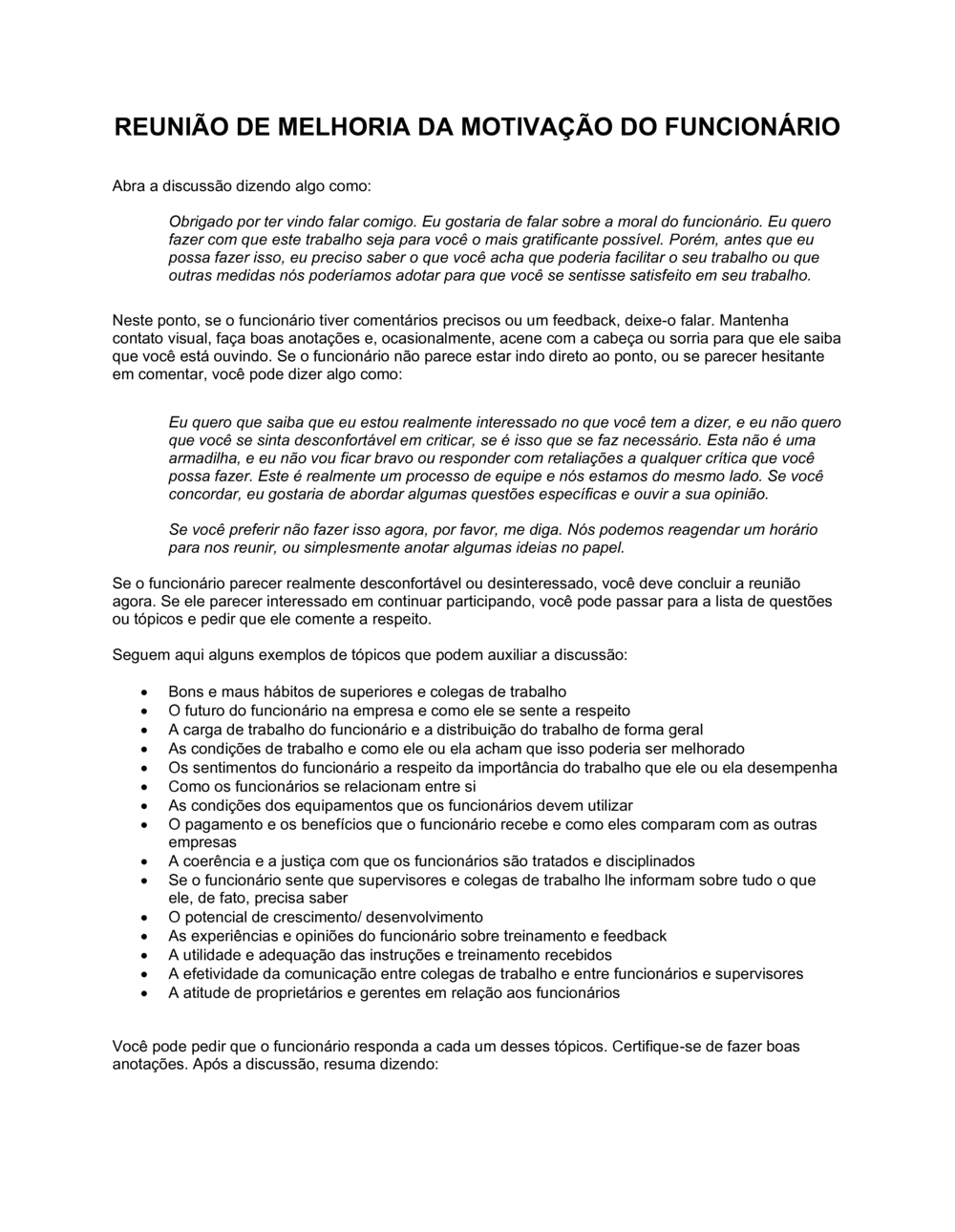 Business-in-a-Box's Reunião de Melhoria do Trabalho do Funcionário e Motivação