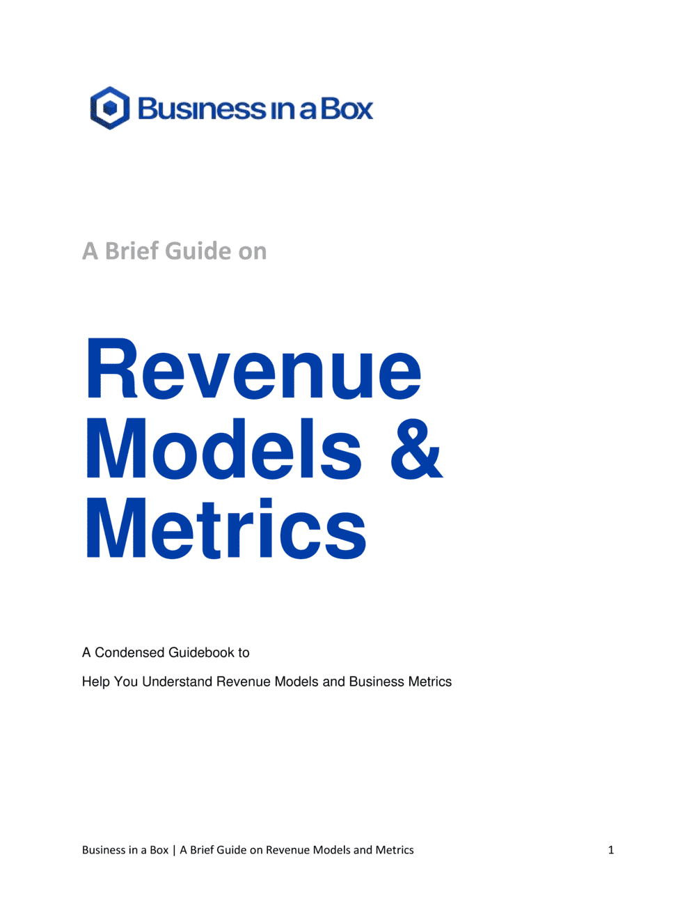 Business-in-a-Box's Revenue Models and Metrics Guide Template