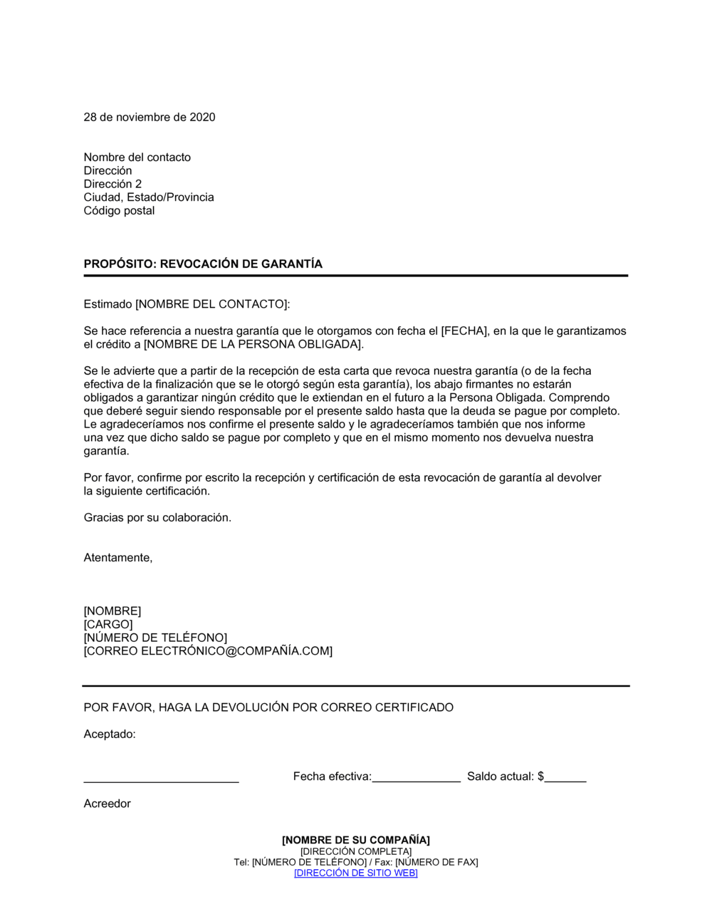 Business-in-a-Box's Revocación de garantía