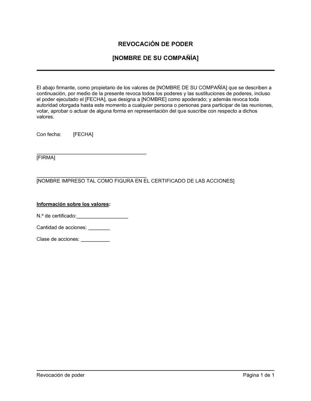 Business-in-a-Box's Revocación de poder