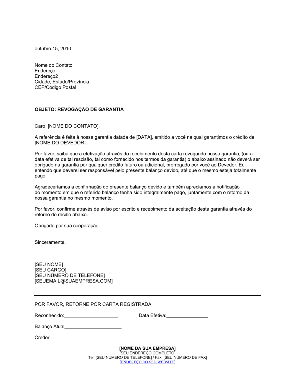 Business-in-a-Box's Revocação de Garantia