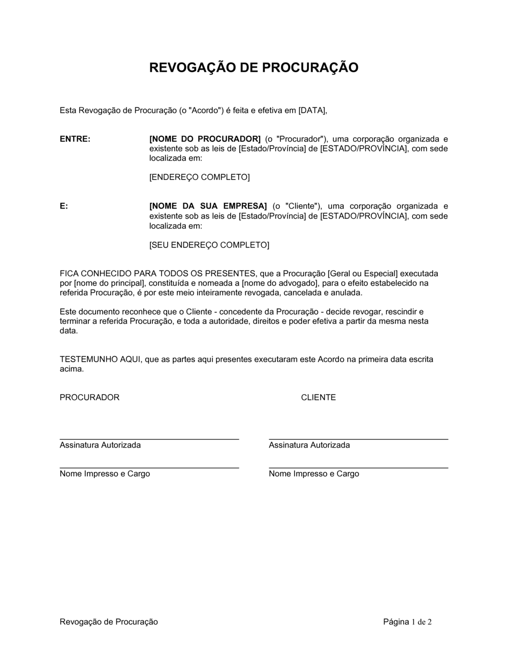 Business-in-a-Box's Revogação do Poder do Advogado