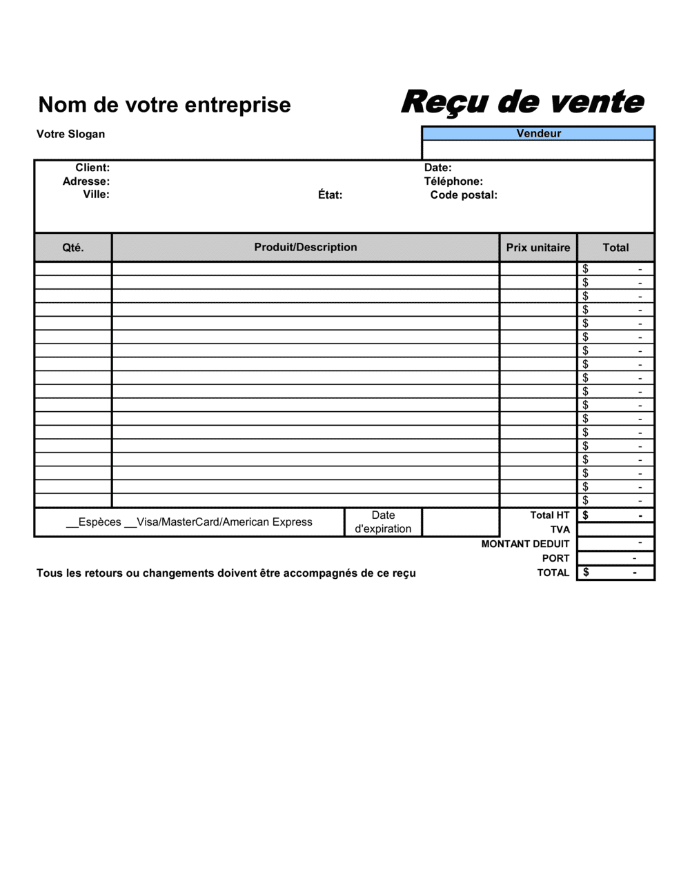 Business-in-a-Box's Reçu de vente