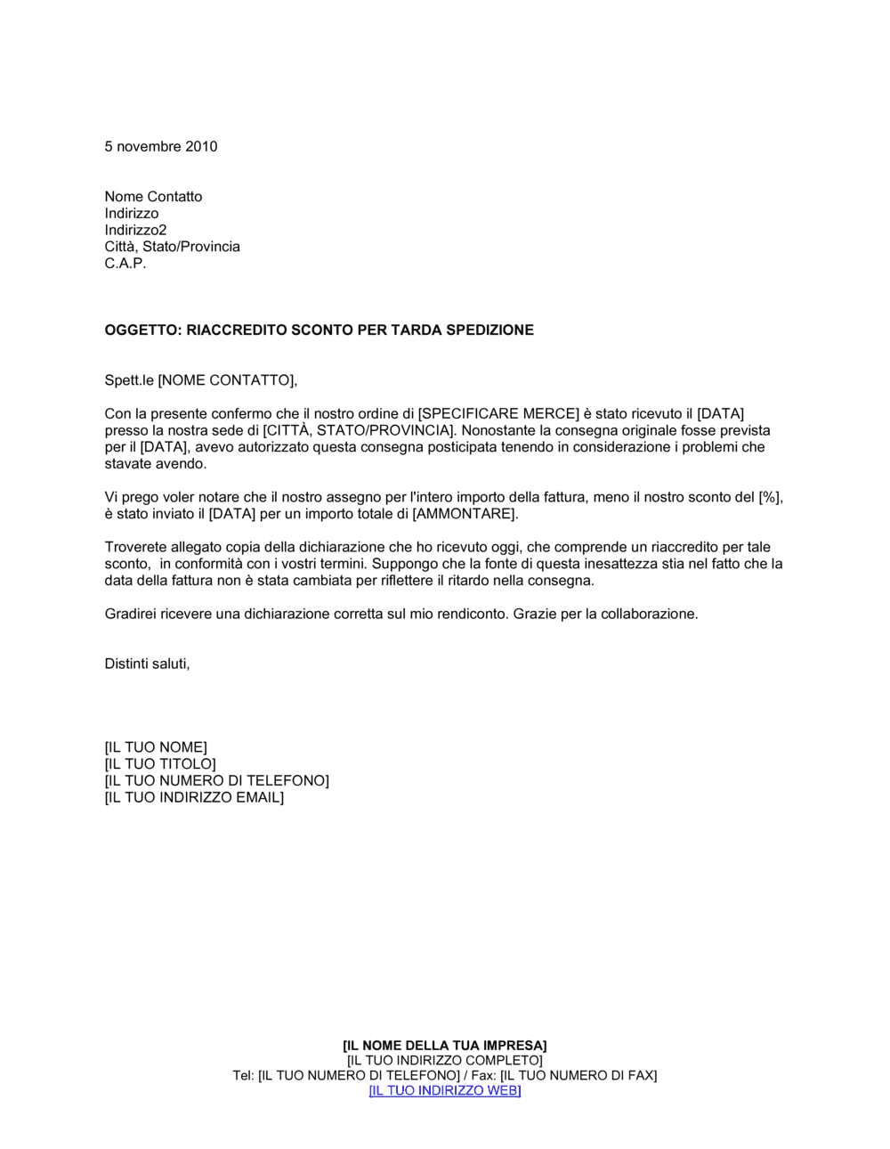 Business-in-a-Box's Riaccredito sconto per tarda spedizione