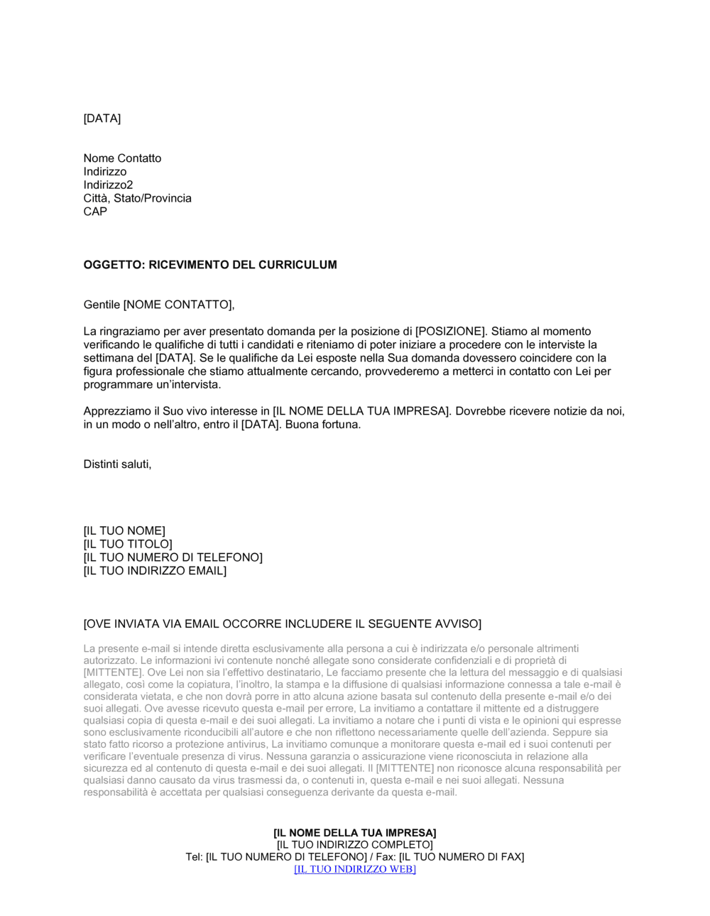 Business-in-a-Box's Ricevimento del curriculum