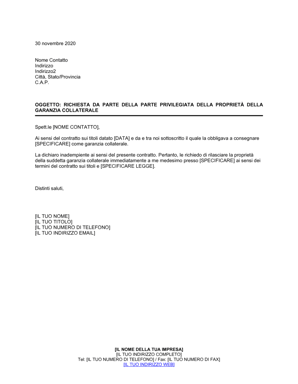 Business-in-a-Box's Richiesta da parte privilegiata proprietà garanzia collaterale