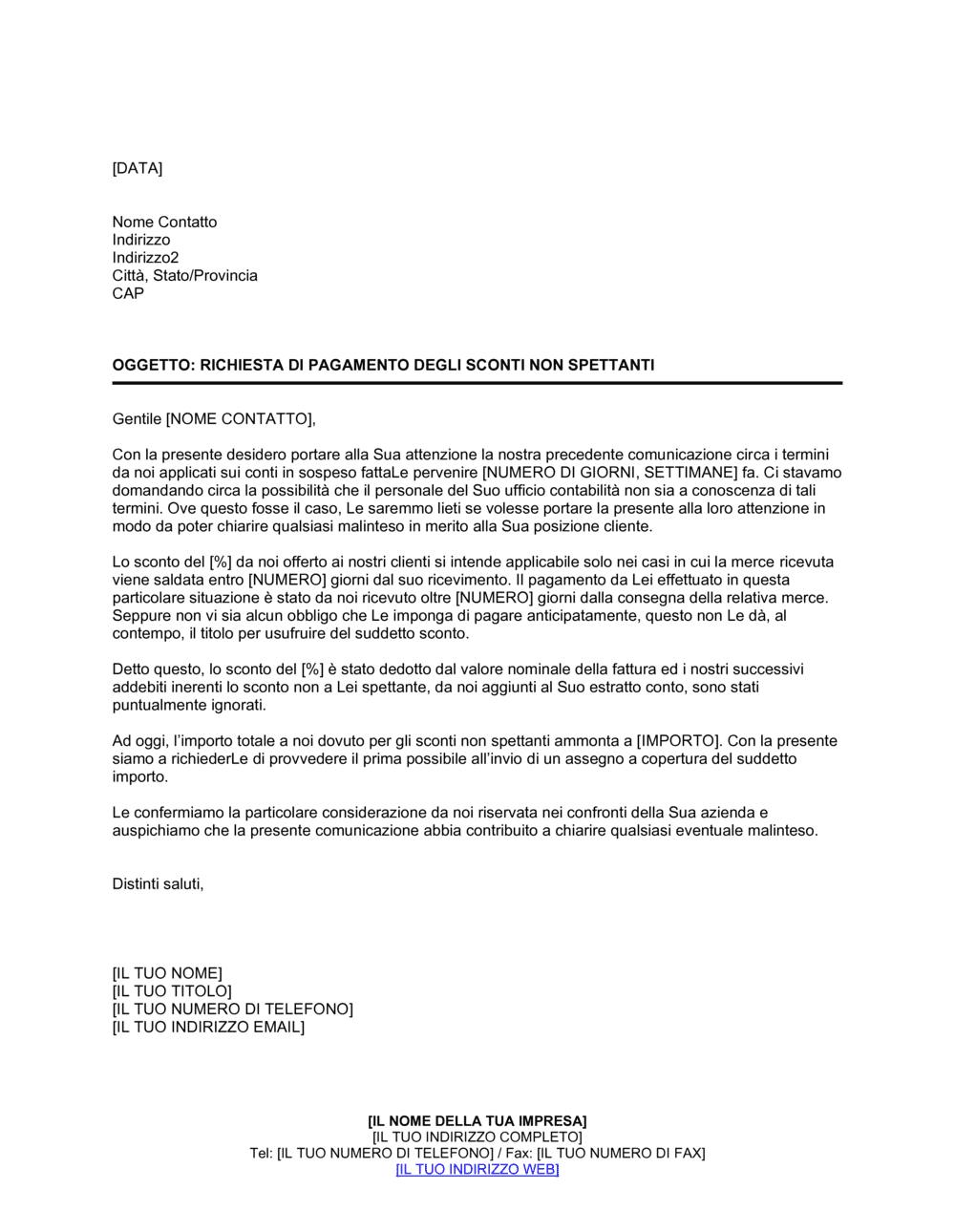 Business-in-a-Box's Richiesta di pagamento degli sconti non spettanti