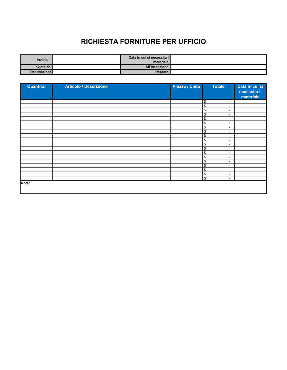 Business-in-a-Box's Richiesta forniture per ufficio