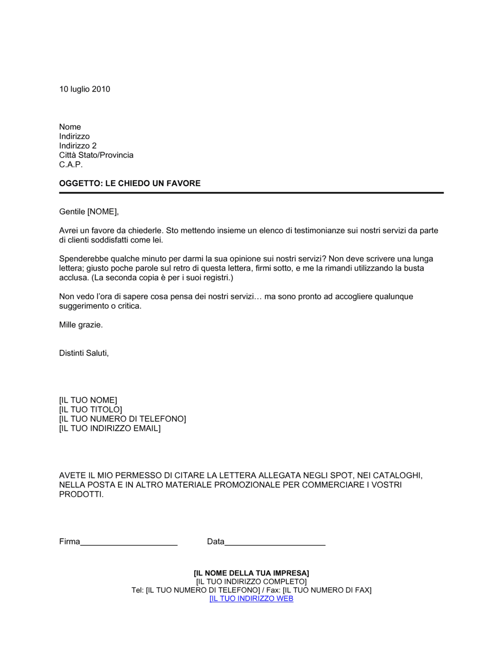 Business-in-a-Box's Richiesta testimonianza clienti