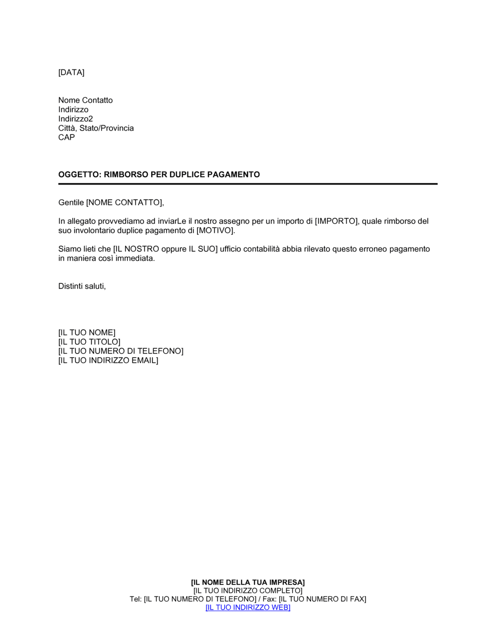 Business-in-a-Box's Rimborso per duplice pagamento