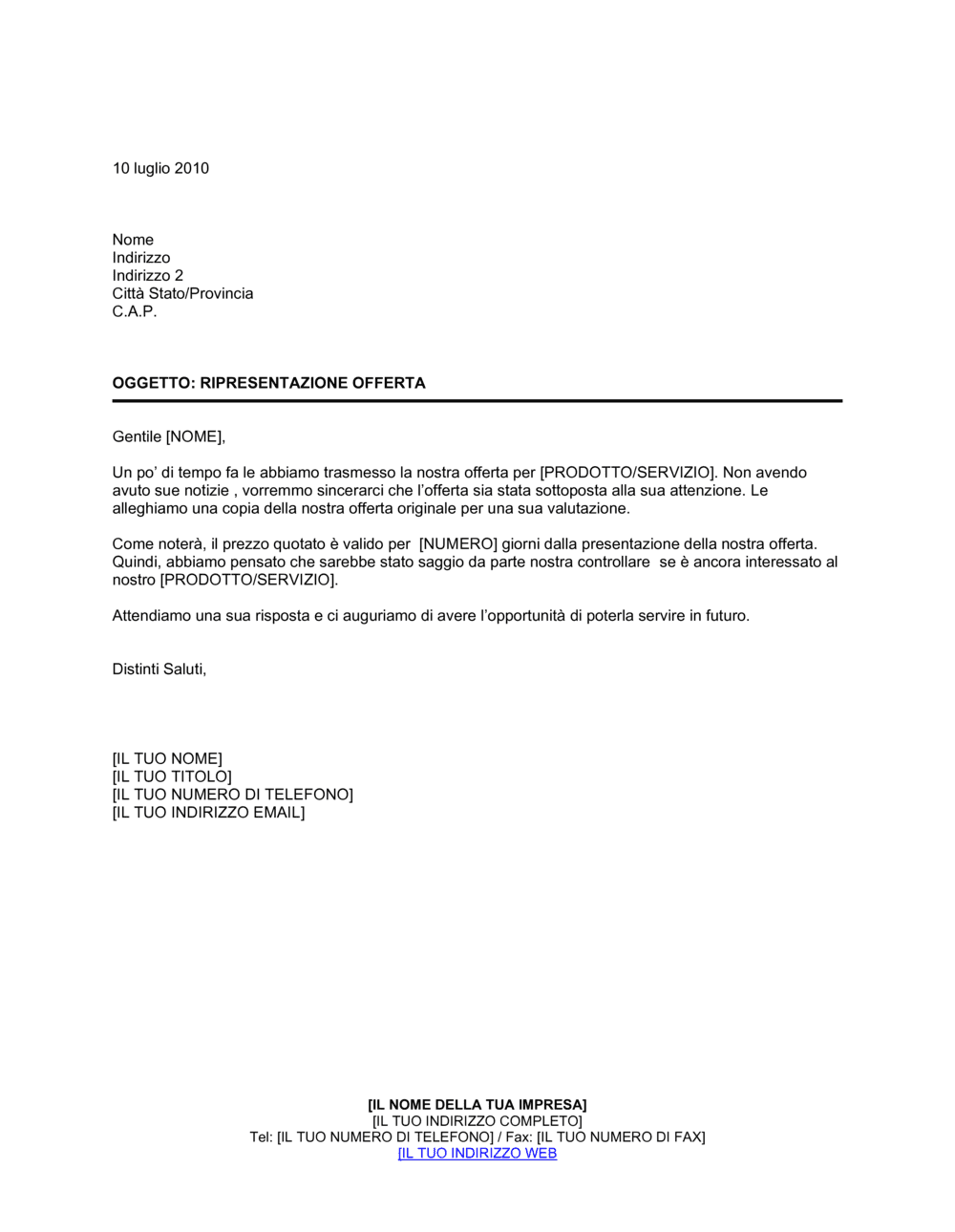 Business-in-a-Box's Ripresentazione offerta