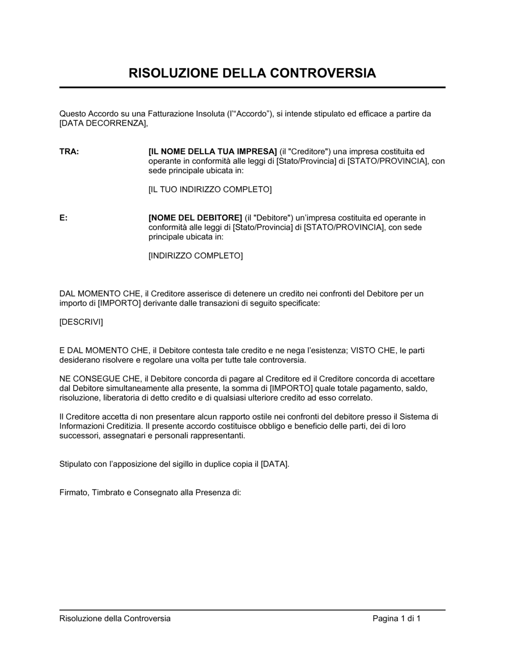 Business-in-a-Box's Risoluzione della controversia