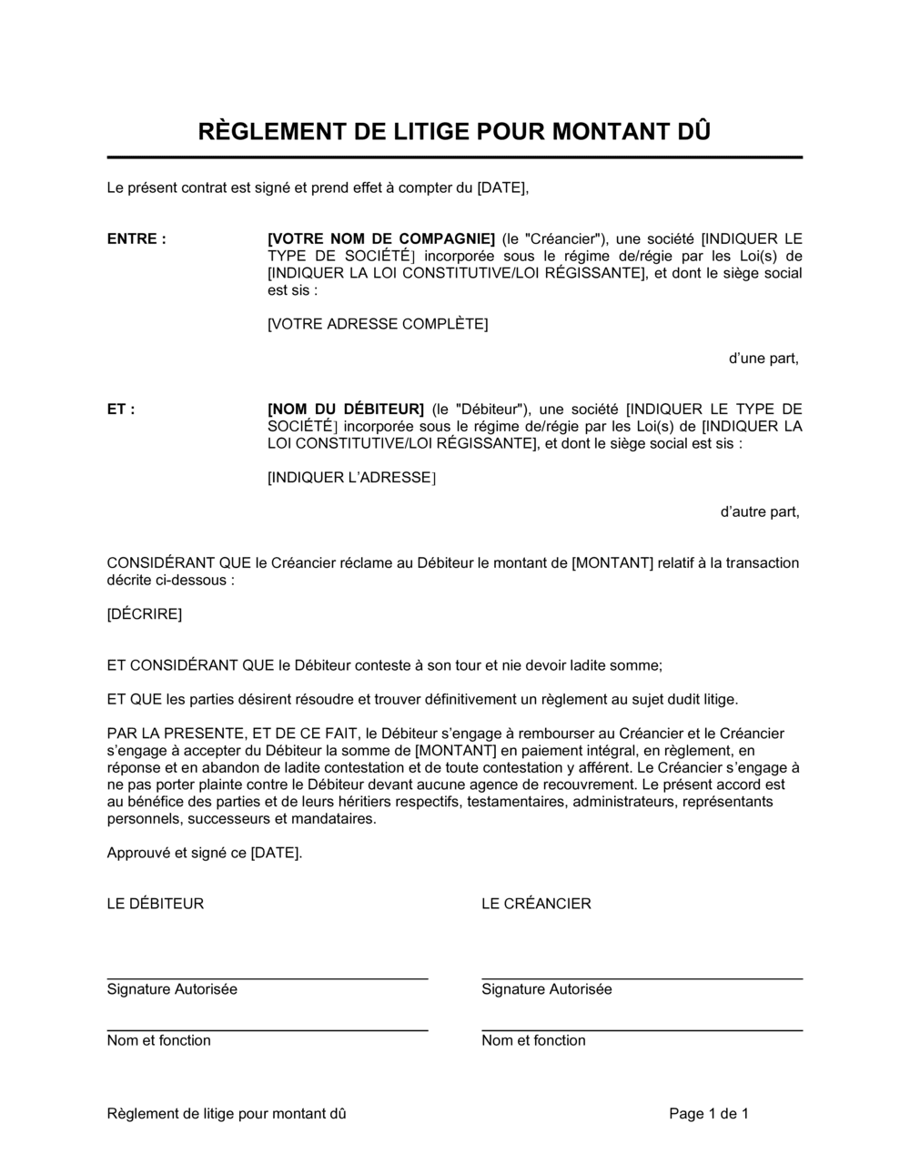 Business-in-a-Box's Règlement de litige sur un compte