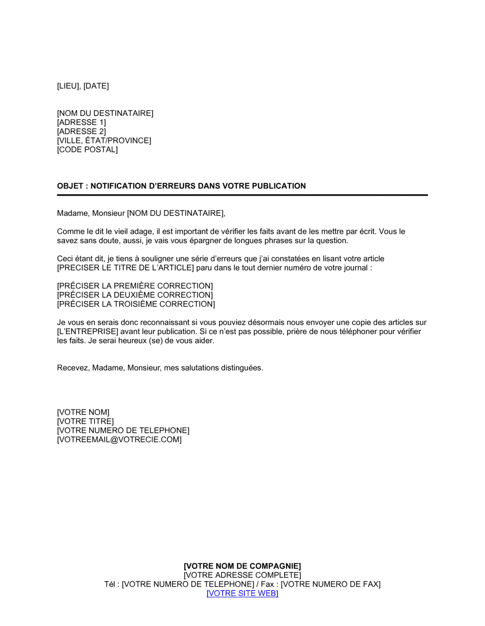 Business-in-a-Box's Réaction à un article incorrect